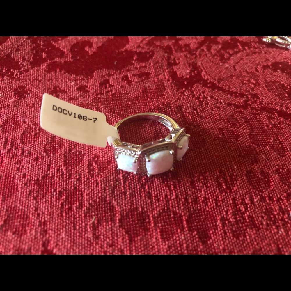 Bracelet and ring set. Opal with diamond accent. - Picture 3 of 5